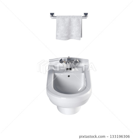 Lavatory pan isolated on a transparent background, bidet, 3D illustration, and CG render 133196306