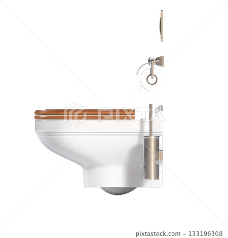 Lavatory pan isolated on a transparent background, bidet, 3D illustration, and CG render Lavatory pan isolated on a transparent background, bidet, 3D illustration, and CG render 133196308