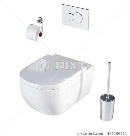 Lavatory pan isolated on a transparent background, bidet, 3D illustration, and CG render Lavatory pan isolated on a transparent background, bidet, 3D illustration, and CG render 133196311