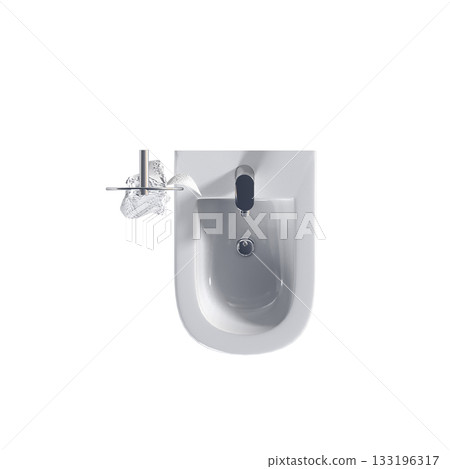Lavatory pan isolated on a transparent background, bidet, 3D illustration, and CG render 133196317