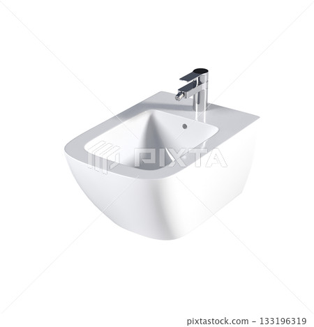 Lavatory pan isolated on a transparent background, bidet, 3D illustration, and CG render Lavatory pan isolated on a transparent background, bidet, 3D illustration, and CG render 133196319