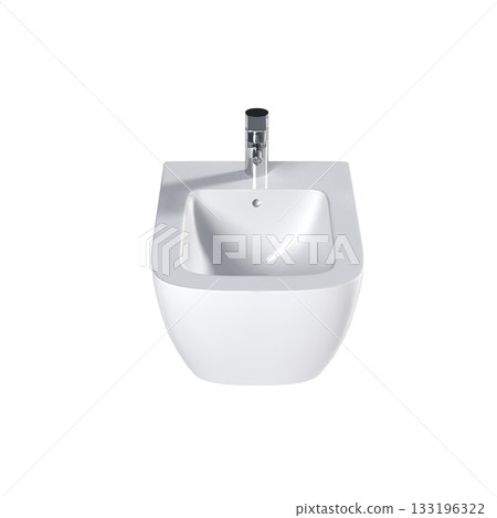 Lavatory pan isolated on a transparent background, bidet, 3D illustration, and CG render 133196322