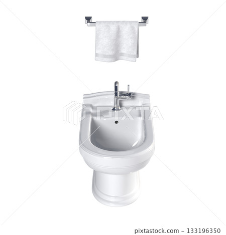 Lavatory pan isolated on a transparent background, bidet, 3D illustration, and CG render 133196350