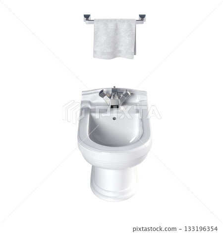 Lavatory pan isolated on a transparent background, bidet, 3D illustration, and CG render 133196354