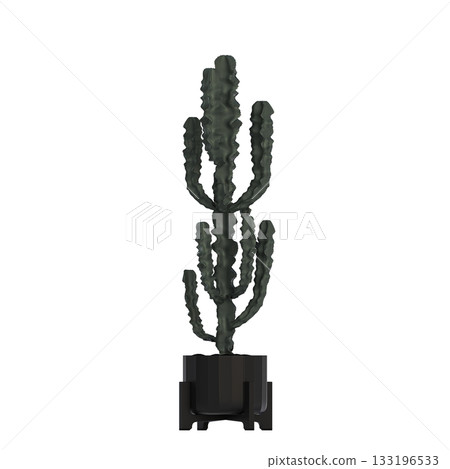 decorative flower in a pot isolate on a transparent background, 3D illustration, cg render 133196533