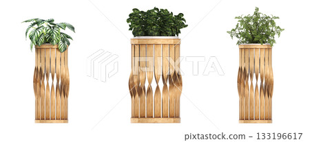 decorative flower in a pot isolate on a transparent background, 3D illustration, cg render decorative flower in a pot isolate on a transparent background, 3D illustration, cg render 133196617