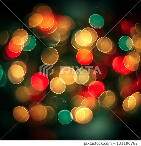 帶有閃亮聖誕色彩（紅色、綠色和金色）的散景背景素材 133196762