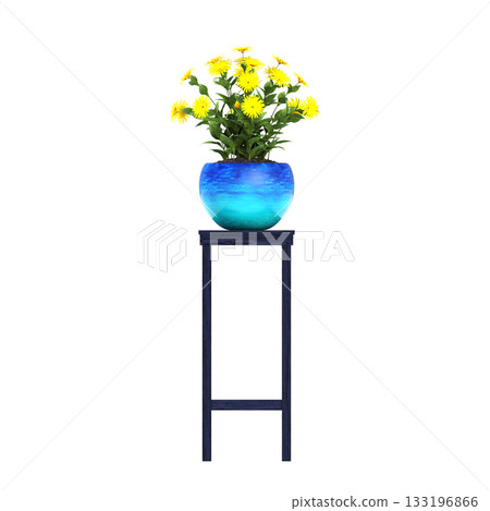 decorative flowers and plants for the interior, isolated on transparent background, 3D illustration, cg render decorative flowers and plants for the interior, isolated on transparent background, 3D illustration, cg render 133196866
