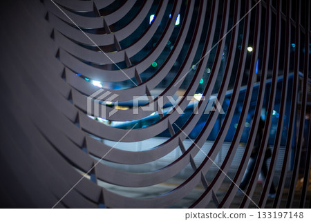 Abstract Curved Metal Bars with City Lights 133197148