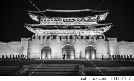 Gwanghwamun gate of Gyeongbokgung royal palace of the Joseon dynasty in Seoul, Korea 133197167