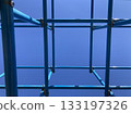 Blue sky and blue jungle gym 133197326