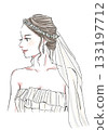 Illustration material: bride, profile, marriage, wedding 133197712