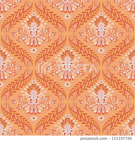 Ornamental Damask Floral Seamless Pattern Ornamental Damask Floral Seamless Pattern 133197780