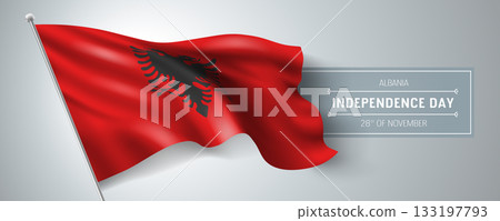 Albania happy independence day greeting card, banner vector illustration 133197793
