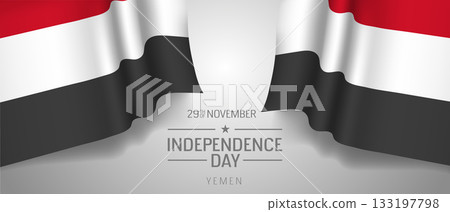 Yemen happy independence day greeting card, banner with template text vector illustration 133197798
