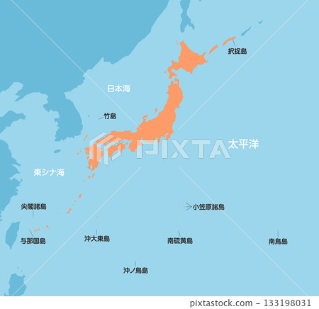 Japanese territory and territorial waters MAP vector illustration 133198031