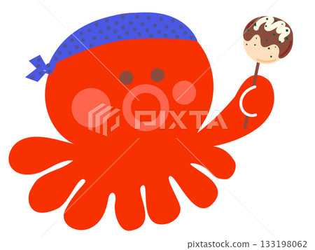 章魚、章魚燒、頭巾、頭巾、手巾、食物、大阪、特產、可愛插圖 133198062