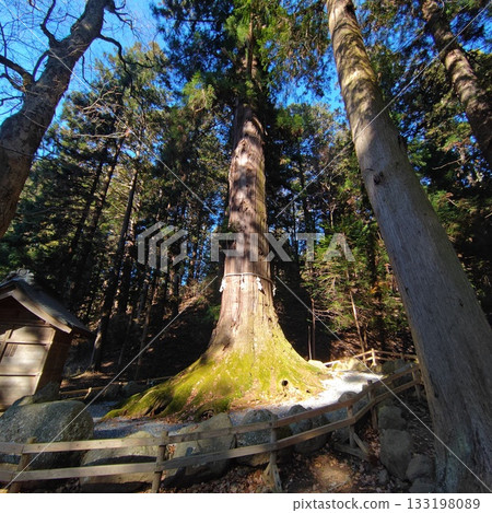 Low mountain hike, winter mountain climbing 133198089