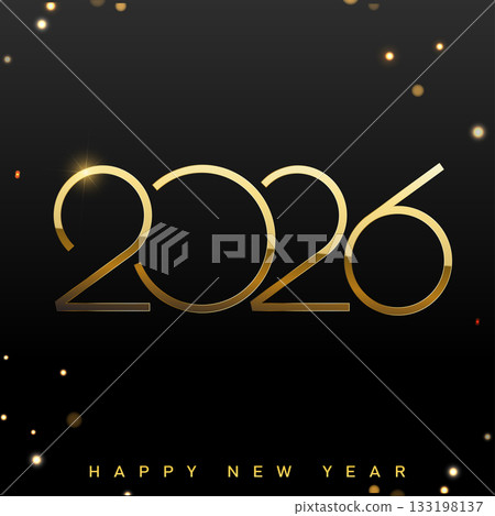 Elegant Happy New Year 2026 with star lights garland. Vector Elegant Happy New Year 2026 with star lights garland. Vector 133198137