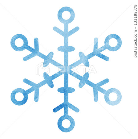 手繪雪花圖示插圖 水彩藍色 手繪雪花圖示插圖 水彩藍色 133198379
