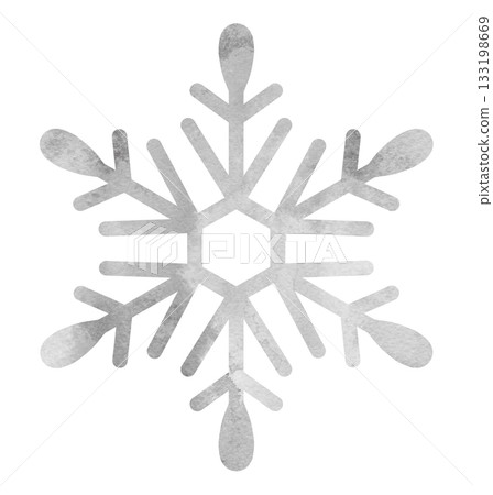 Snowflake hand-drawn icon illustration watercolor silver Snowflake hand-drawn icon illustration watercolor silver 133198669