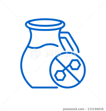 Lactose Free Milk Icon. Simple Line Illustration of Milk Jug with Chemical Free Symbol Representing Dairy Alternative for Intolerant Consumers and Healthy Nutrition Milk. Lactose Free Milk Icon. Simple Line Illustration of Milk Jug with Chemical Free Symbol Representing Dairy Alternative for Intolerant Consumers and Healthy Nutrition Milk. 133198838