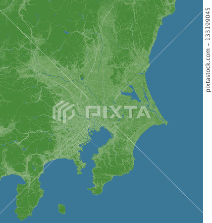 Satellite photo style illustration of the Kanto region of Japan Satellite photo style illustration of the Kanto region of Japan 133199045