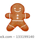 Cute watercolor gingerbread man cookie 133199140