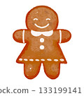 Cute watercolor gingerbread man cookie 133199141