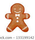 Cute watercolor gingerbread man cookie 133199142