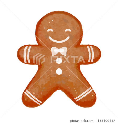 可愛的水彩薑餅人餅乾 133199142