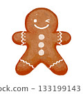 Cute watercolor gingerbread man cookie 133199143