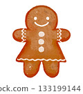 Cute watercolor gingerbread man cookie 133199144