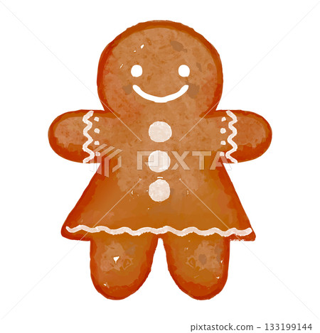 Cute watercolor gingerbread man cookie 133199144
