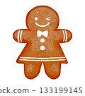 Cute watercolor gingerbread man cookie 133199145