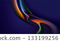 A smooth wave of vibrant colors curves gracefully against a deep backdrop, creating a striking abstract scene. 133199256