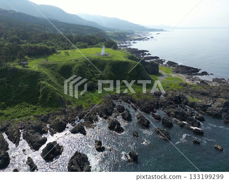 Akita, Hachimine, Chigokizaki Lighthouse (photographed by drone) Akita, Hachimine, Chigokizaki Lighthouse (photographed by drone) 133199299