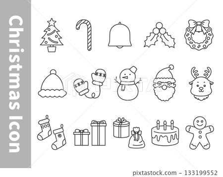 Simple christmas icon set 133199552