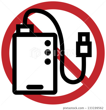 一個簡單的圖標，象徵著禁止使用行動電池 133199562