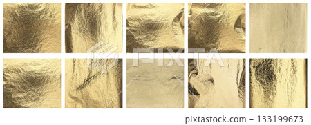 Gold shiny texture background. Luxurious metallic surface with elegant foil pattern and glossy light 133199673