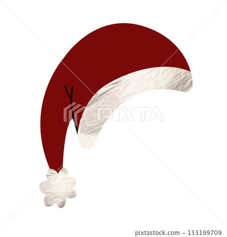 Santa hat. Traditional red velvet cap with white fluffy fur and tassel, soft festive accessory Santa hat. Traditional red velvet cap with white fluffy fur and tassel, soft festive accessory 133199709