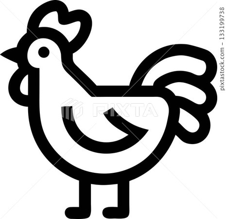 Rooster glyph, farm animal icon in black silhouette. Simple poultry symbols for rural life or food. Rooster glyph, farm animal icon in black silhouette. Simple poultry symbols for rural life or food. 133199738