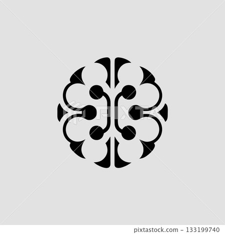 Digital brain logo, stylized technology icon with interconnected neural pathways. AI smart mind symbol for computing or research. Digital brain logo, stylized technology icon with interconnected neural pathways. AI smart mind symbol for computing or research. 133199740