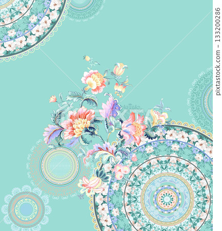 Soft Pastel Patterns with Florals Fruits and Cute Motifs for Notebook Designs 133200286