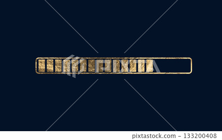 A futuristic digital loading bar glows on a dark background, symbolizing innovation, technological 133200408