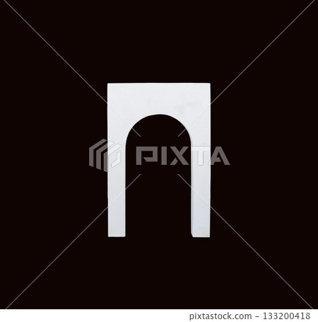 Classic stone arch. Elegant architectural structure with curved form and detailed columns Classic stone arch. Elegant architectural structure with curved form and detailed columns 133200418