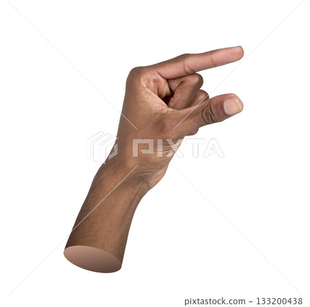Pinching hand gesture. African man delicately holding invisible object between fingers, symbol of Pinching hand gesture. African man delicately holding invisible object between fingers, symbol of 133200438