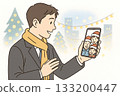 Connecting with family on your smartphone at Christmas 133200447