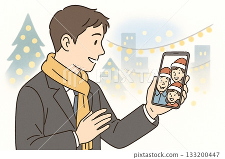 Connecting with family on your smartphone at Christmas Connecting with family on your smartphone at Christmas 133200447