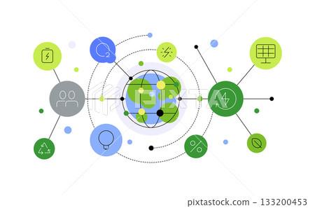 Climate change. Planet Earth ecosystem balance. Abstract scheme 133200453